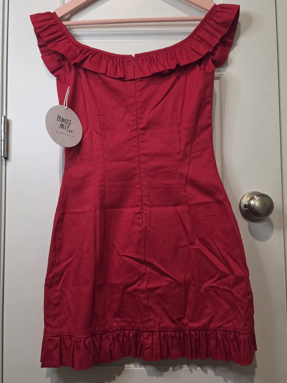 Princess Polly Fig Ruffle Mini Dress Red - Picture 2 of 8